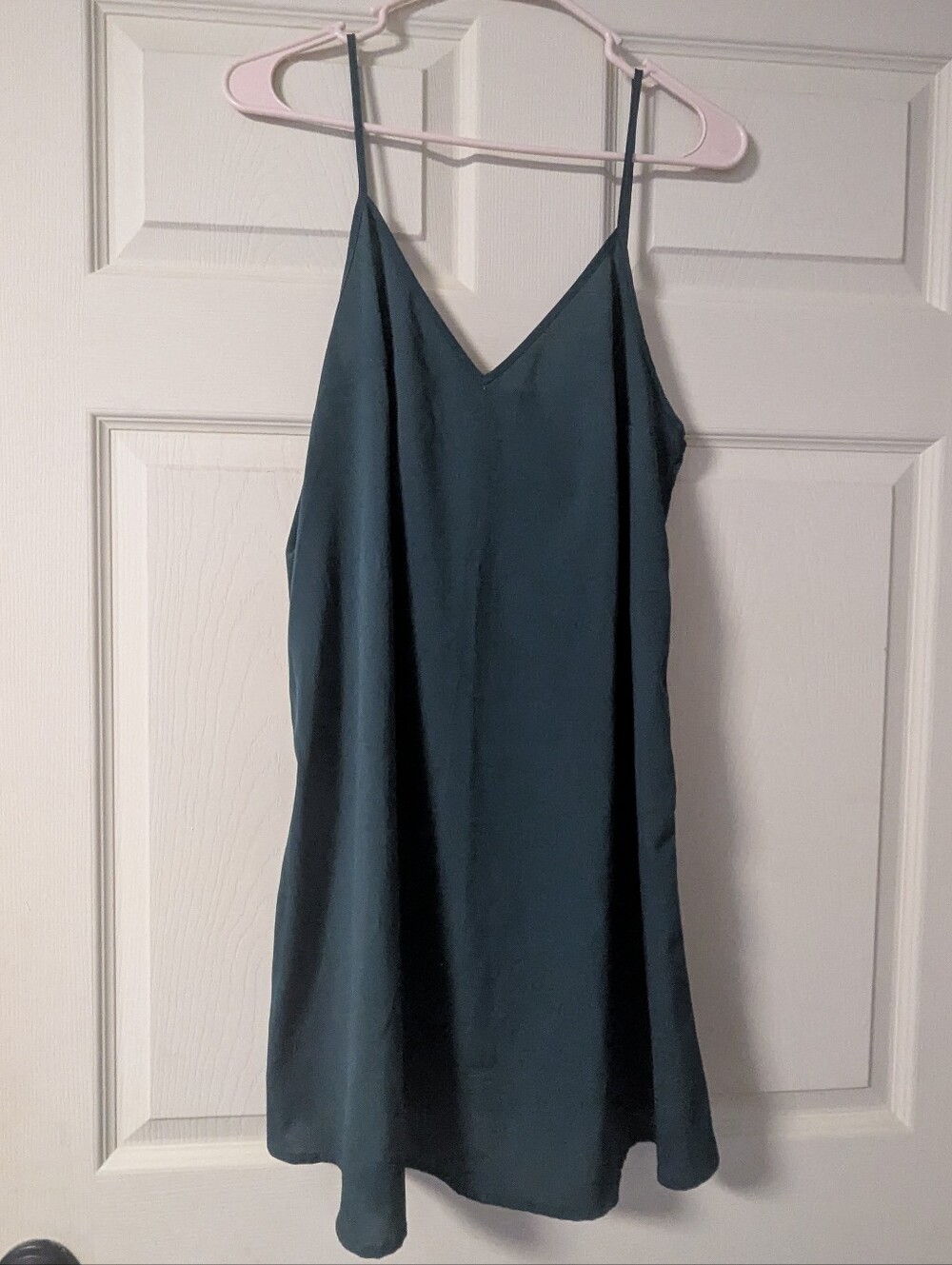Emerald Green Slip Dress V Neck Spaghetti Strap Feminine Semi Sheer Lingerie